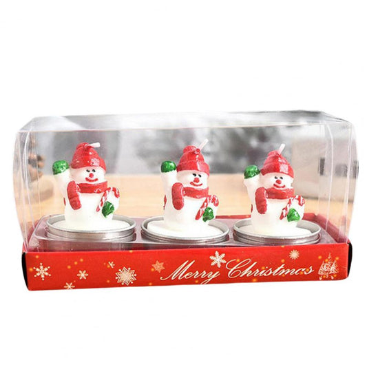 3 piece Snowman Christmas Candles/ tea-light candles