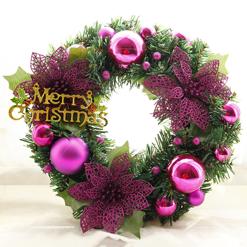 purple christmas wreath with glass ornament / merry christmas