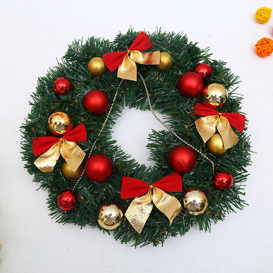 12 inch artificial christmas wreath with gold and red ornament and red and gold bowties.30x30cm