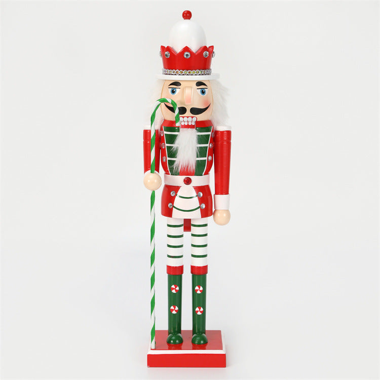 18 inch red and green christmas nutcracker soldier with green and white  candy cane