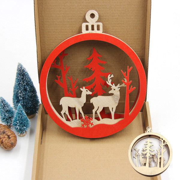 christmas deer and elk cnc wood ornament for christmas tree and christmas indoor decoration.