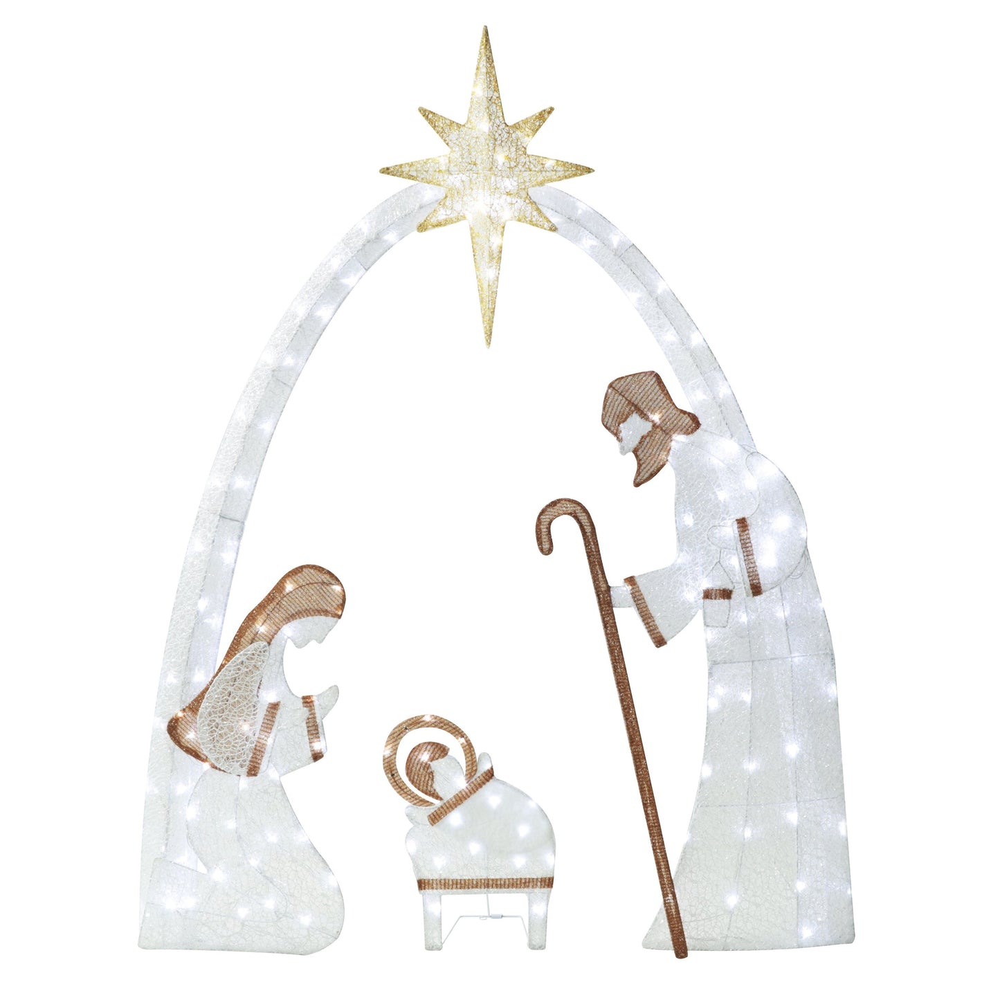5 ft. Cool White 4 piece LED Nativity scene set Christmas Holiday Yard Decoration. jesus and mary scene, birth of jesus nativity scene