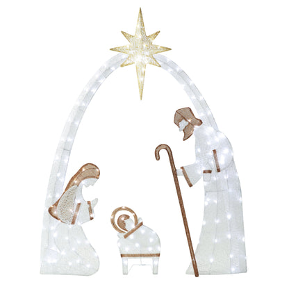 5 ft. Cool White 4 piece LED Nativity scene set Christmas Holiday Yard Decoration. jesus and mary scene, birth of jesus nativity scene