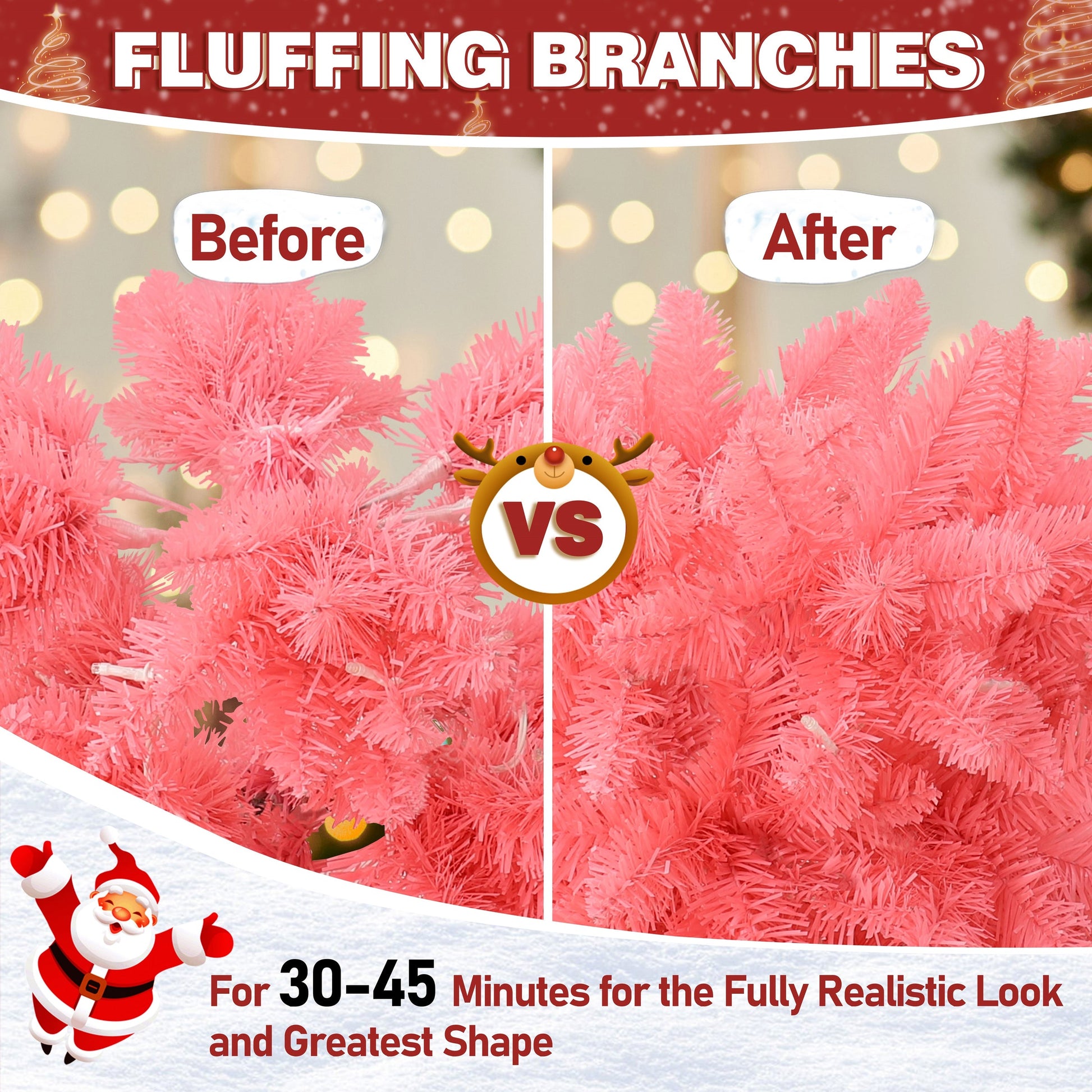 6ft PINK Pre-lit Slim Pencil Artificial Christmas Tree with Lights.