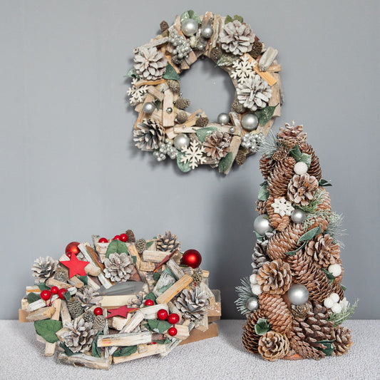12inch driftwood Nordic Holiday wreath and garland 