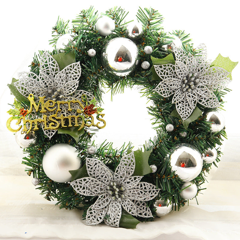 silver christmas wreath with glass ornament / merry christmas 