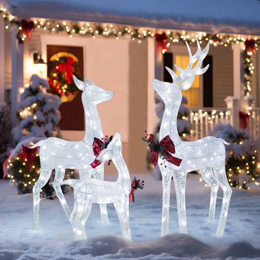 4.5 ft. 3D Cool White LED Reindeer Family Christmas Holiday Yard Decoration