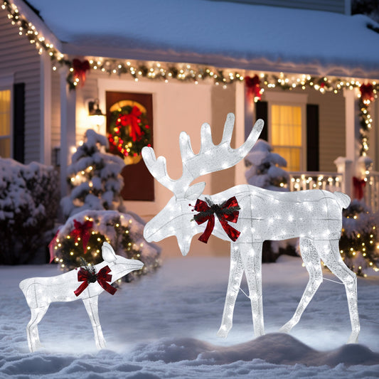 48.1 in. Cool White LED Moose Christmas Holiday Yard Decoration (2-Piece)