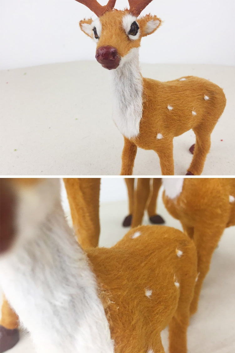 3pc faux fur deer figurine Brown