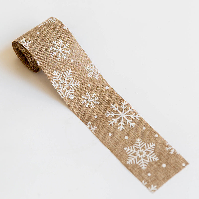 Christmas Snowflake Elk Burlap Ribbon