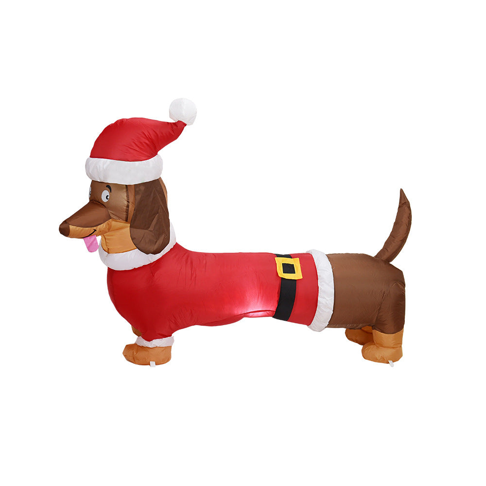 5 Ft Pre-lit Inflatable Christmas Dog weiner Blow Up Outdoor Yard Lawn Decoration