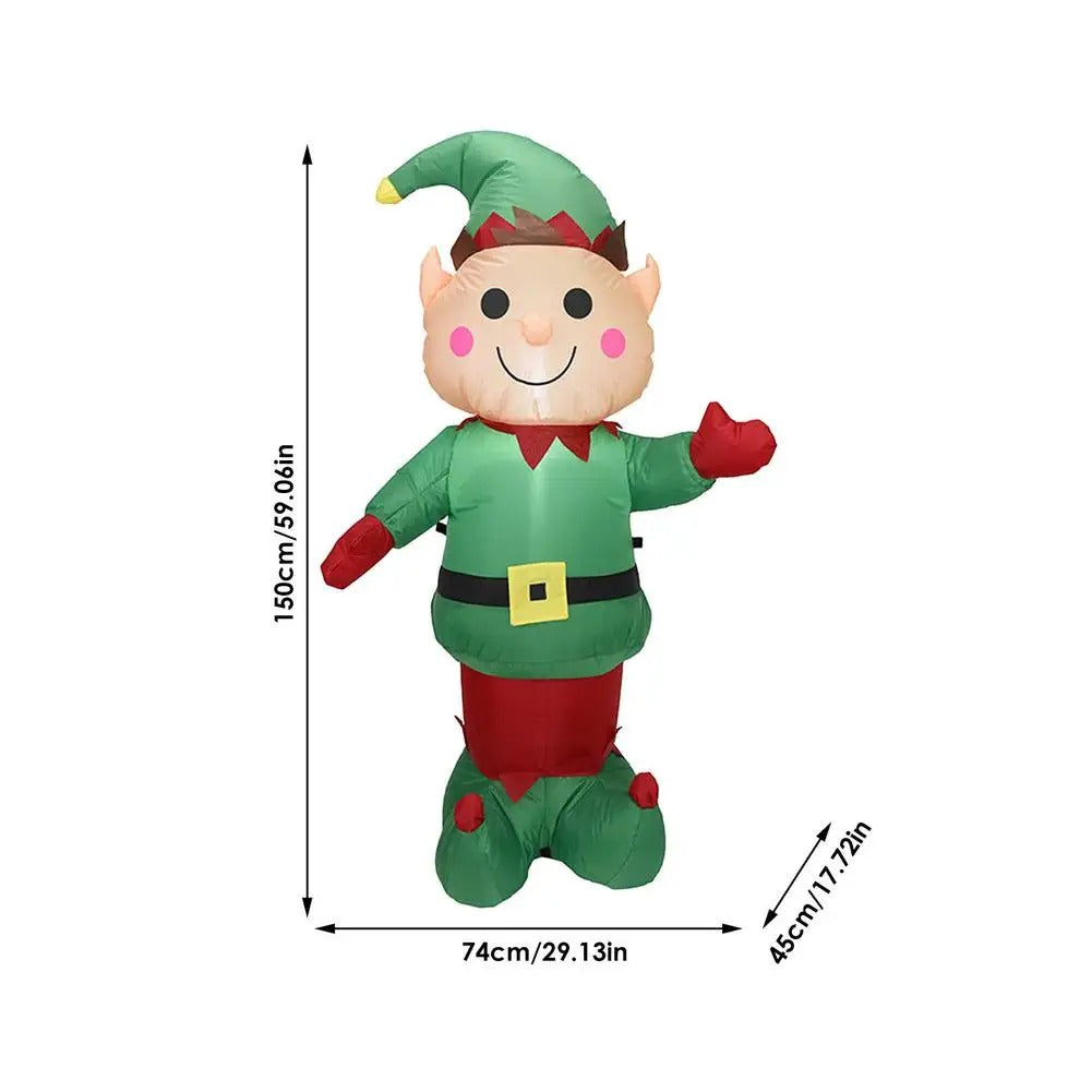 5ft Christmas Inflatable Light Up LED Inflatable Elf Holiday Yard Decoration
