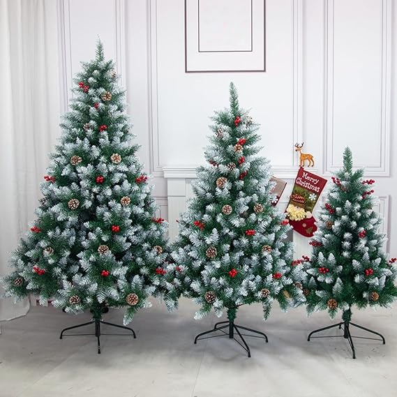 7ft snow frosted Pre-Lit LED Artificial Full Pine Christmas Tree with lights  collection by wreathhaven.com