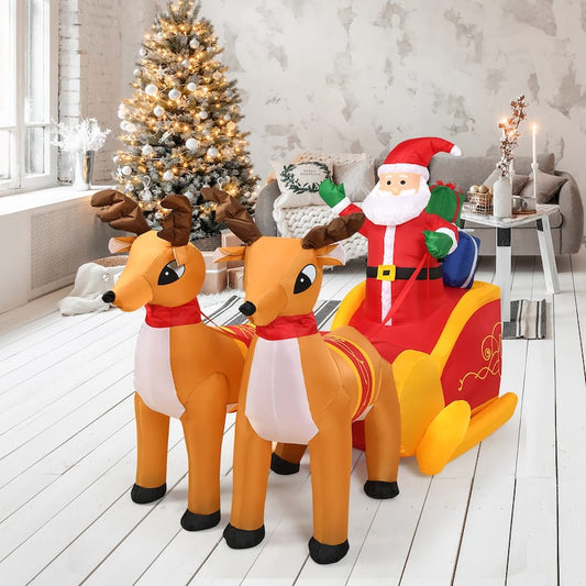 6 ft Christmas Inflatable Santa Claus on Sleigh Lighted inflatable party Decoration