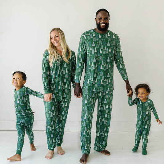 2 pcs printed green christmas printed matching pajamas Set