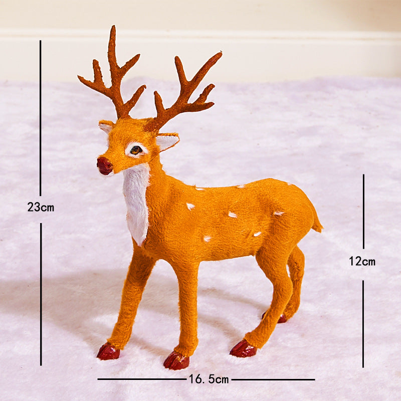 Faux fur deer figurines christmas tabletop decoration