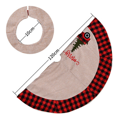 47" Buffalo Plaid linen Christmas Tree Skirt product details and dimensions