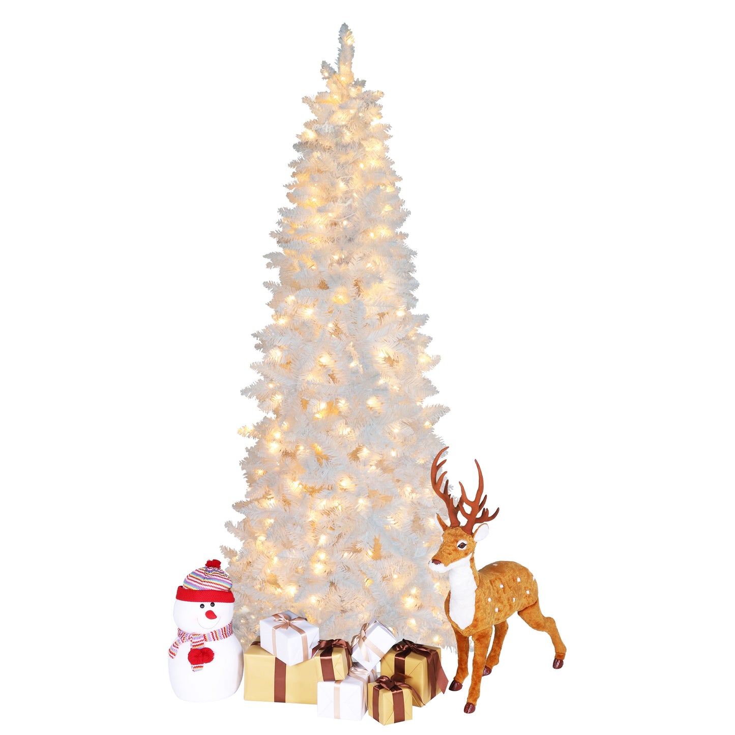 7ft Pre-Lit White Pencil Artificial Christmas Tree  for Home Holiday Decor.