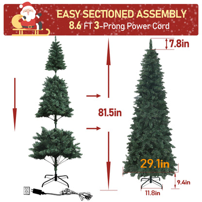 6FT Slim Pencil Christmas Tree Pre-lit with Lights, Artificial Holiday Christmas Tree Home Decoration