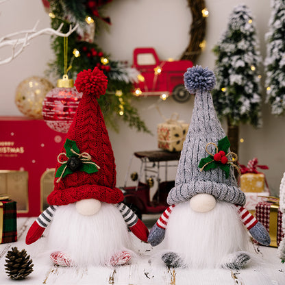 christmas garden gnome set of 2 red gnome and grey gnome nordic swedish gnome figurines