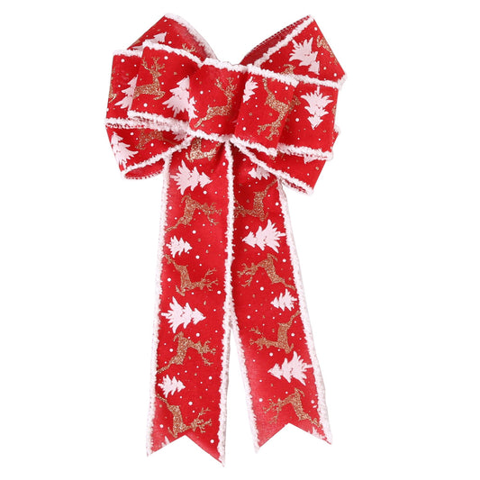 9 folds red christmas tree ribbon bow