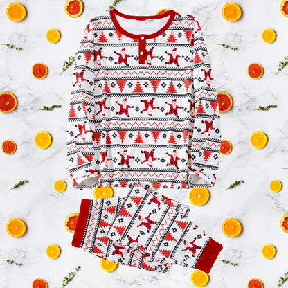 Long Sleeve Round Neck Santa Christmas matching pajamas set