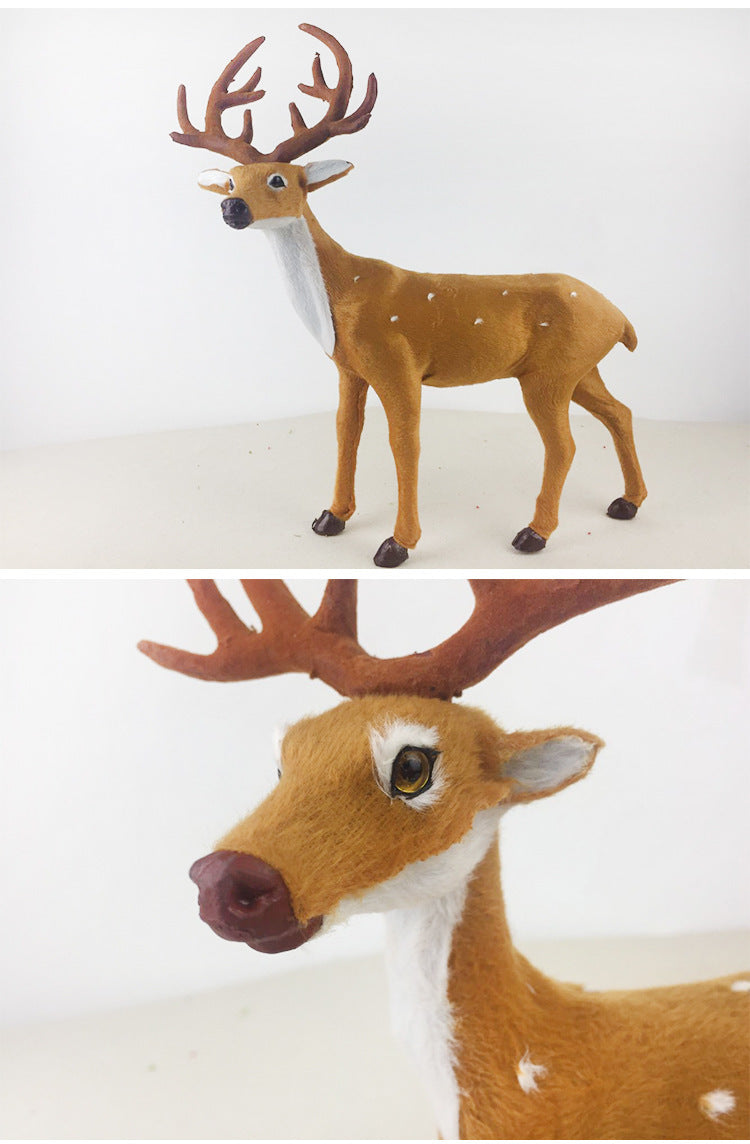 3pc faux fur deer figurine Brown