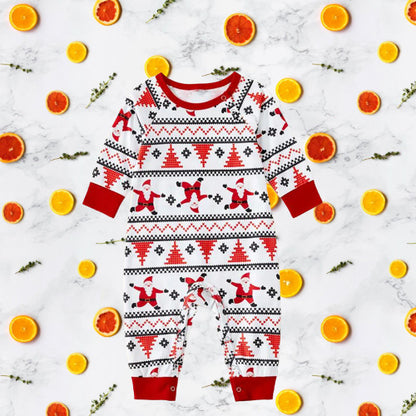 Long Sleeve Round Neck Santa Christmas matching pajamas set