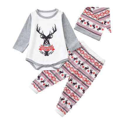 Christmas Elk Print Long Sleeve Pajamas Set Homewear