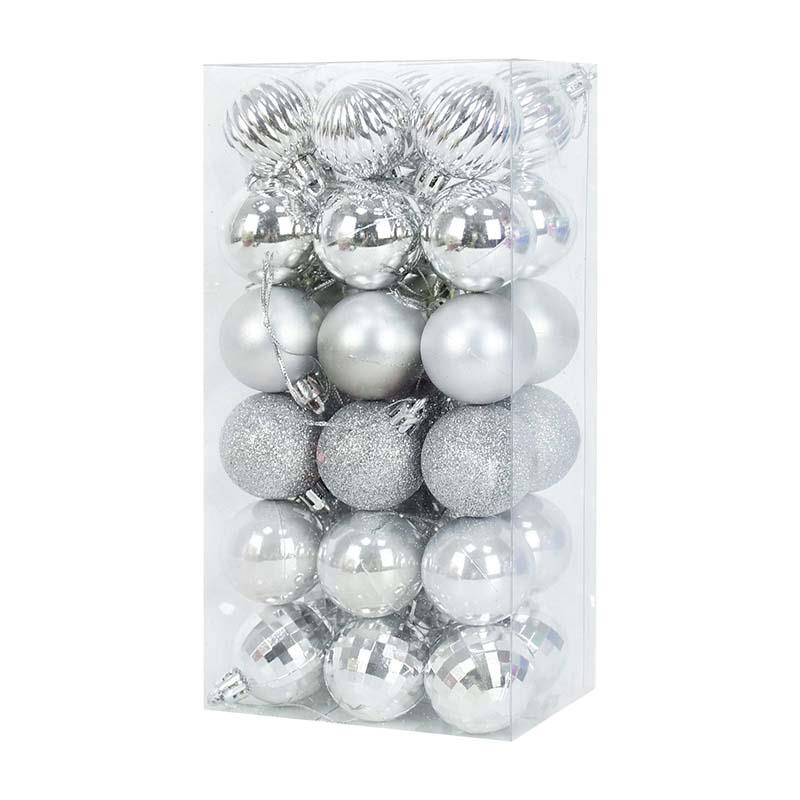 silver 36pcs Christmas Tree Ornaments Baubles, holiday ornaments