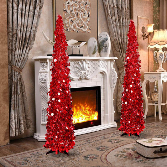 5ft Red Collapsible popup artificial christmas tree 
