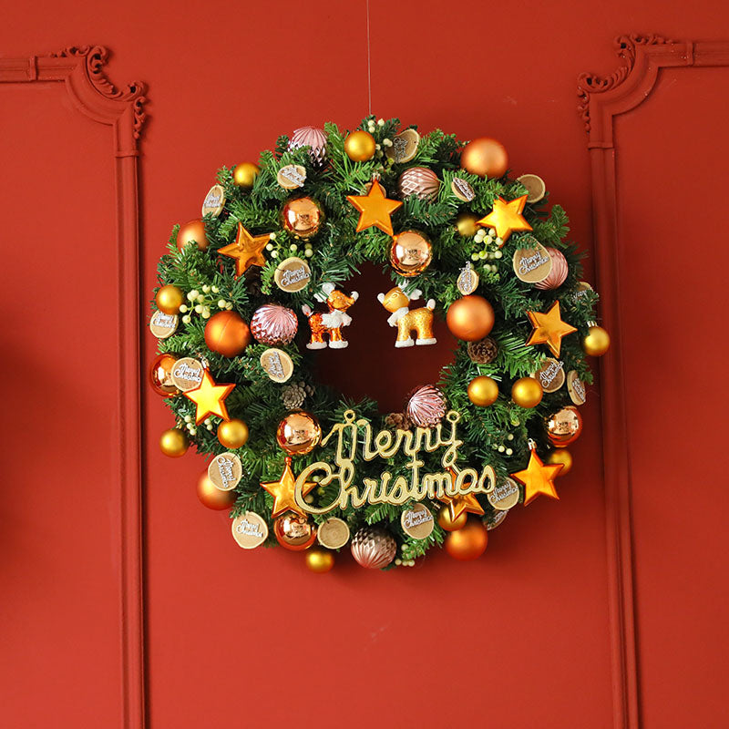 23-inch luxurious Christmas wreath with Golden glass ornaments