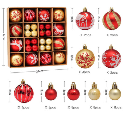 gold and red 42 pieces painted christmas ornament set