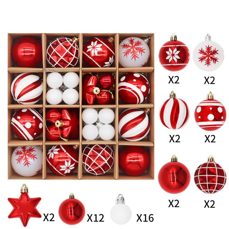 42 pcs Merry christmas Ornament Set  red and white christmas ornaments set