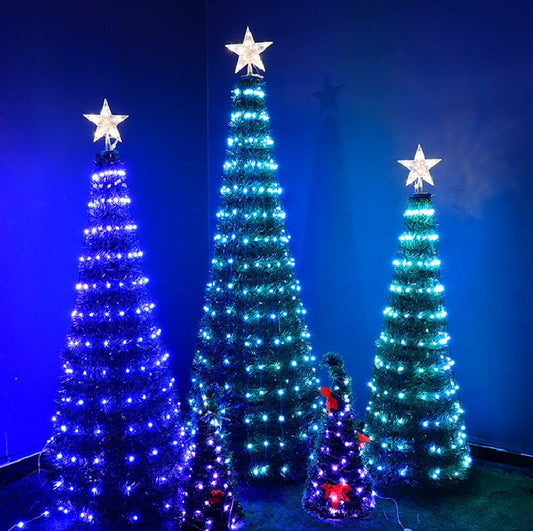 6ft Pre lit Metal flagpole popup christmas tree with star topper and led changing lights