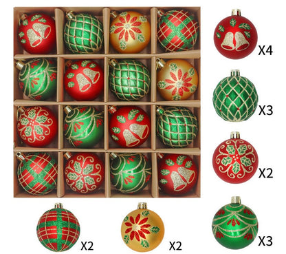 42 pcs Merry christmas Ornament Set, green and red and gold 