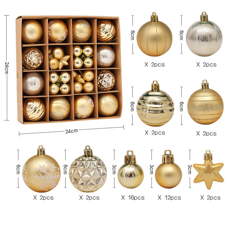 gold 42 pieces painted christmas ornament set
