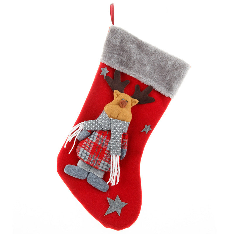 Nordic gnome tomte Christmas Stocking/ Scandinavian Tomte Holiday Scandinavian stocking for christmas elk wearing a grey scarf christmas stockings