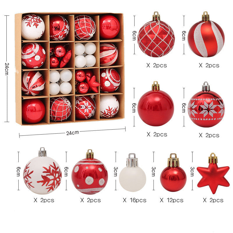 red and white 42 pieces painted christmas ornament set