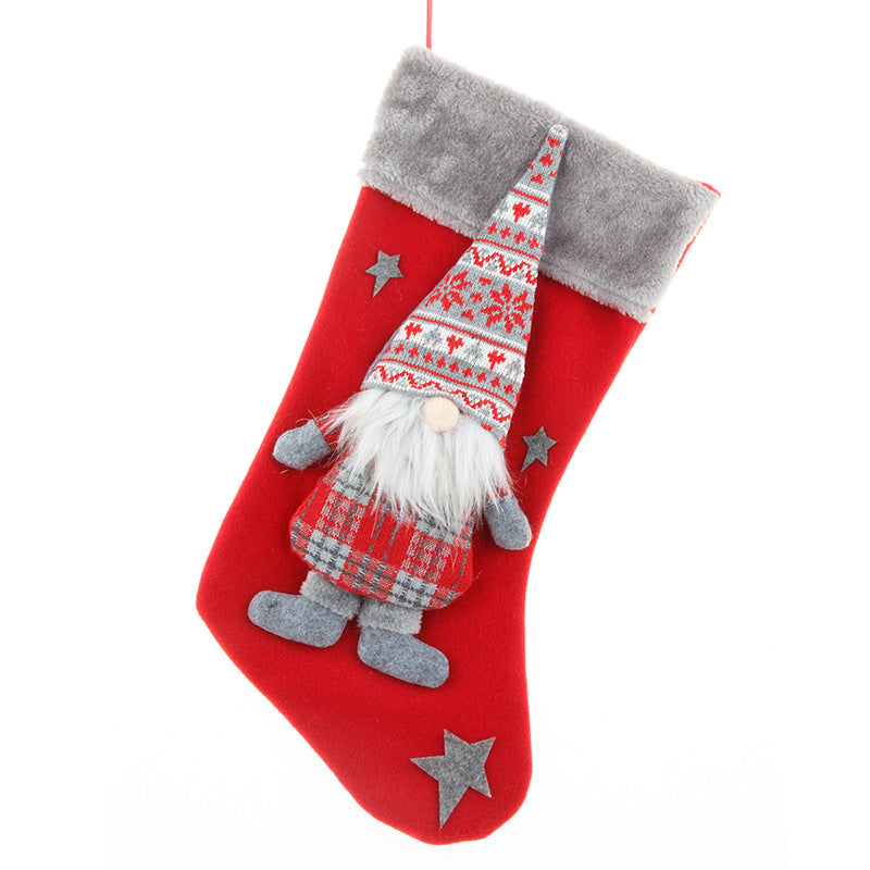 Hefee5a703cb84f2693817ee8a2bfa4dfw.jpgNordic gnome tomte Christmas Stocking/ Scandinavian Tomte Holiday Scandinavian stocking for christmas gnome in red and grey velvet fabric