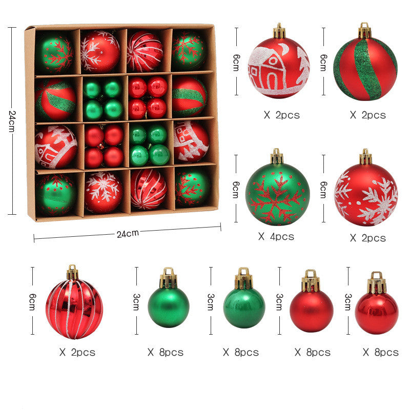 white,red,green 42 pieces painted christmas ornament set