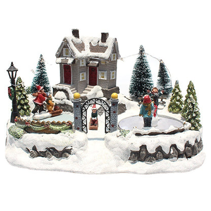 pre lit resin christmas village set