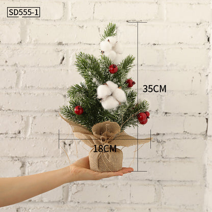 small artificial flocked pine tabletop christmas tree