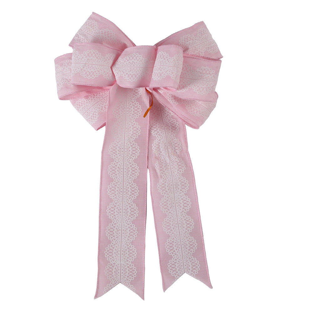 9 fold pink mesh christmas tree ribbon bow