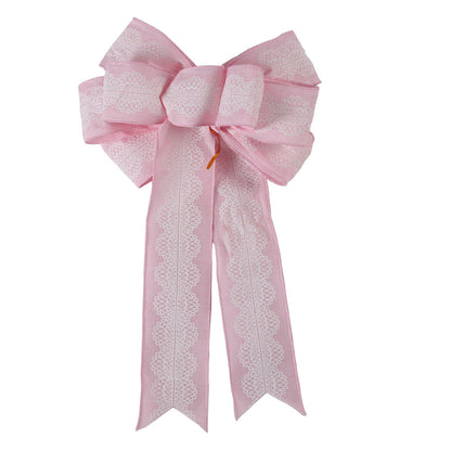 9 fold pink mesh christmas tree ribbon bow
