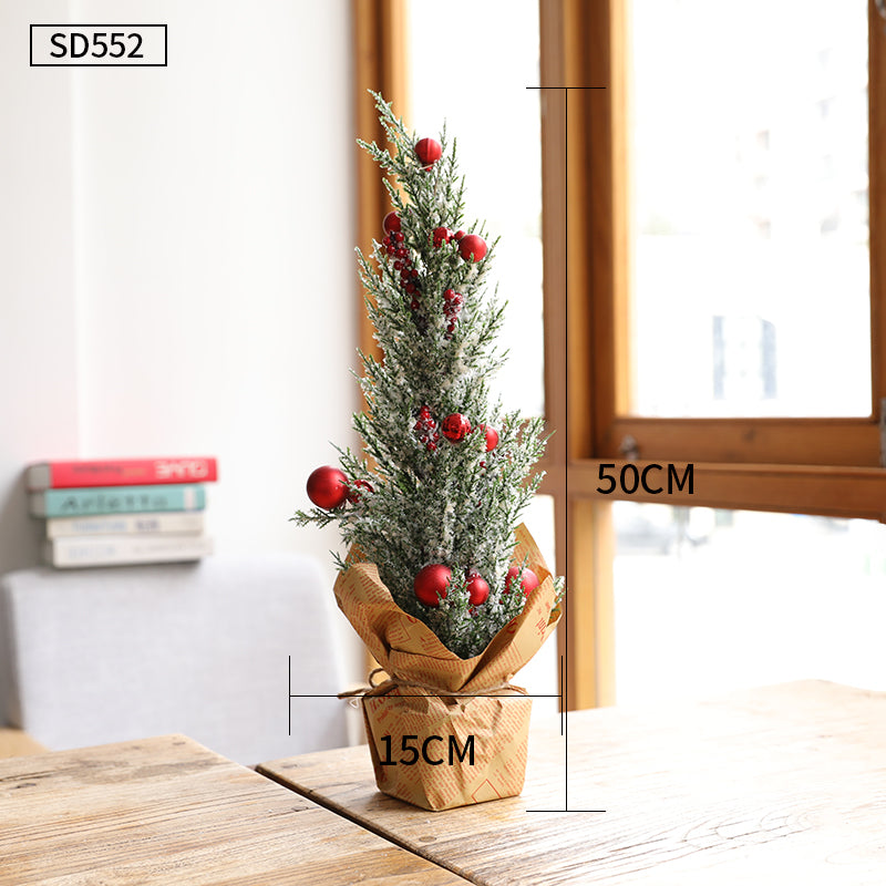 small artificial flocked pine tabletop christmas tree