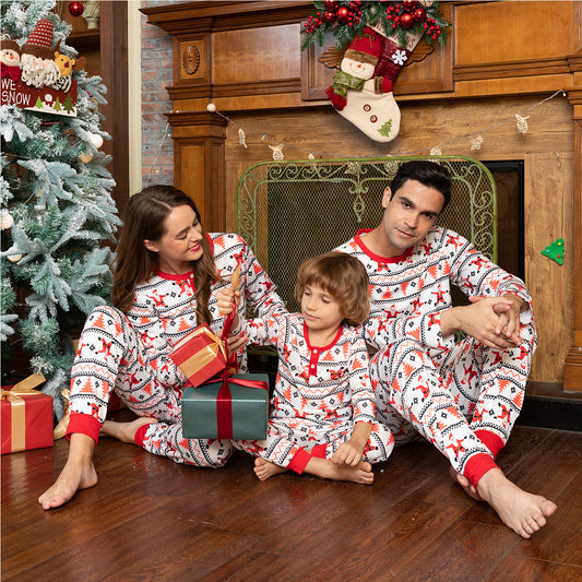 Long Sleeve Round Neck Santa Christmas matching pajamas set