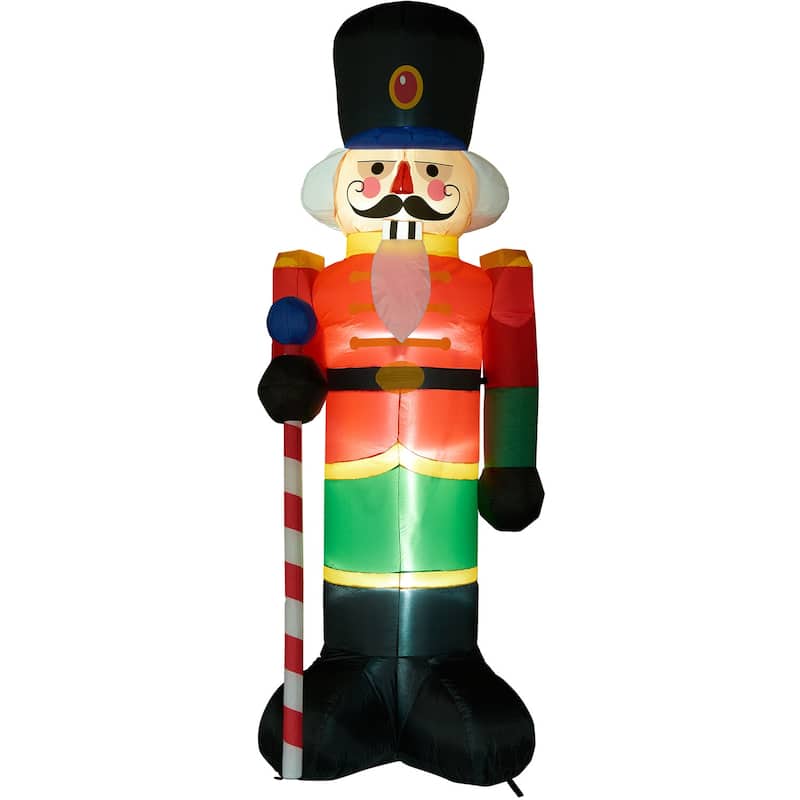 10-Ft. Tall Traditional Nutcracker, Blow Up Inflatable with Lights and Storage Bag