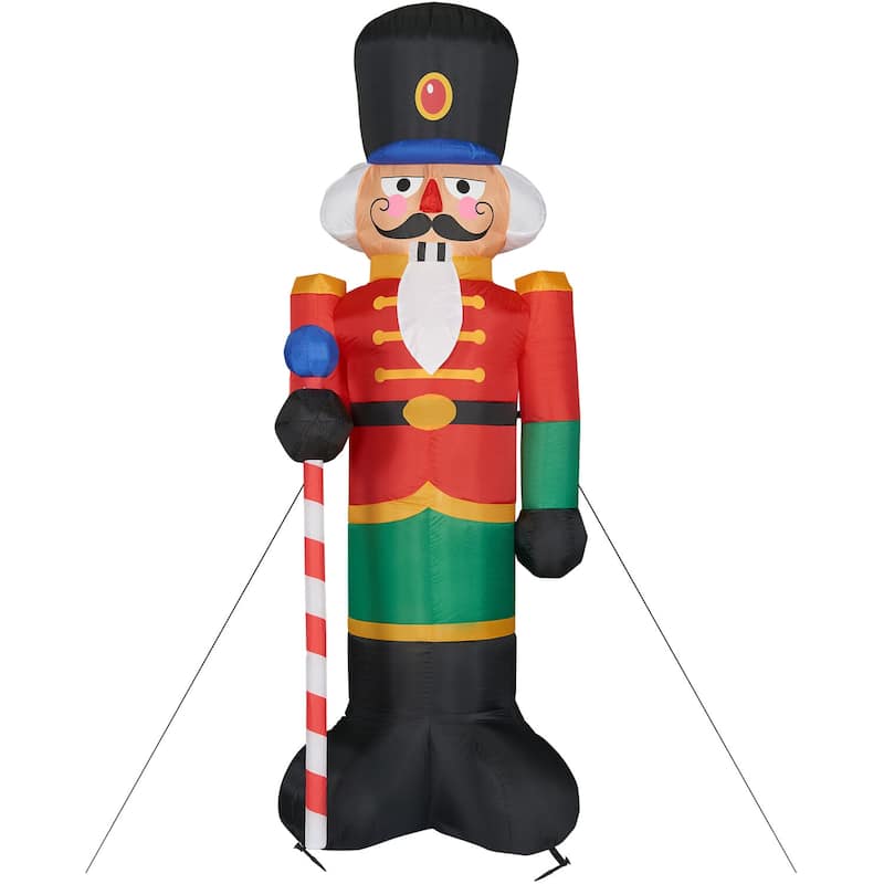 10-Ft. Tall Traditional Nutcracker, Blow Up Inflatable with Lights and Storage Bag