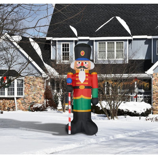 10-Ft. Tall Traditional Nutcracker, Blow Up Inflatable with Lights and Storage Bag